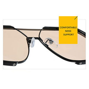 Transparent White And Yellow Tablets Unisex Oversized Aviator Metal Frame Sunglasses Retro Fashion Eyewear With Ac Lense