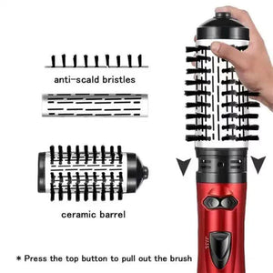 Red Automatic Large Wave Curling Iron | 2 In 1 Volumizing Hot Air Brush & Styling Comb