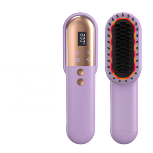 Purle Mini Rechargeable Ionic Hair Straightening Comb | Portable Wireless Vibration Massage Brush For Frizz Free Smooth