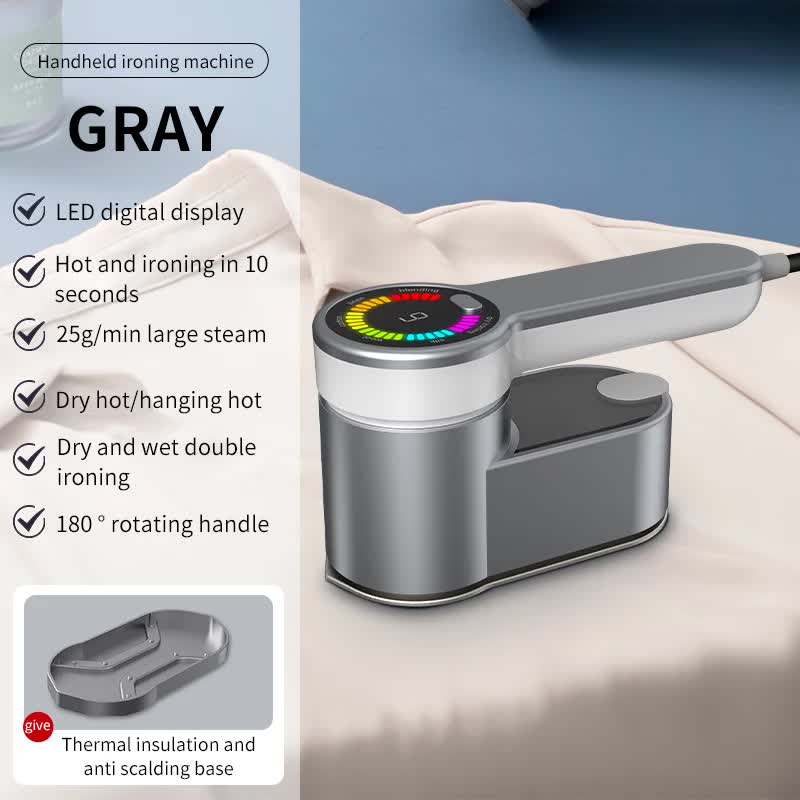 Grey Portable Handheld Garment Steamer | Mini Iron For Home & Dorm Use Compact Clothes Steaming