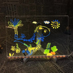 20*20 Cm Diy Erasable Light Up Drawing Board Set | Halloween Chalkboard Writing Craft Kit Creative For Kids & Adults