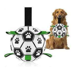 19 X 19Cm Interactive Dog Toy Soccer Ball With Rope Outdoor Fetch And Tug Play For Dogs Training Exercise Pet