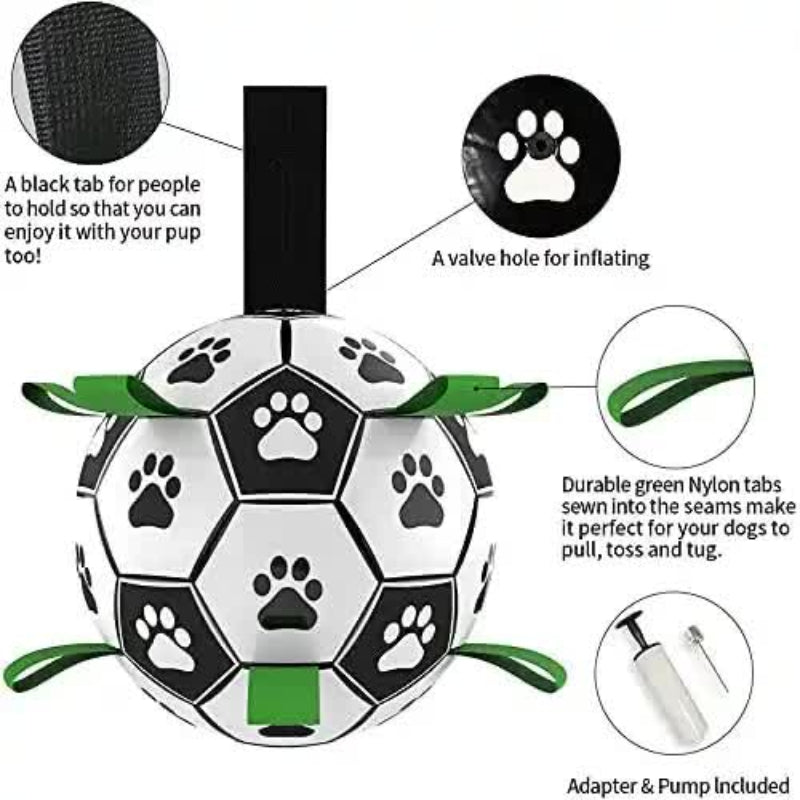 19 X 19Cm Interactive Dog Toy Soccer Ball With Rope Outdoor Fetch And Tug Play For Dogs Training Exercise Pet