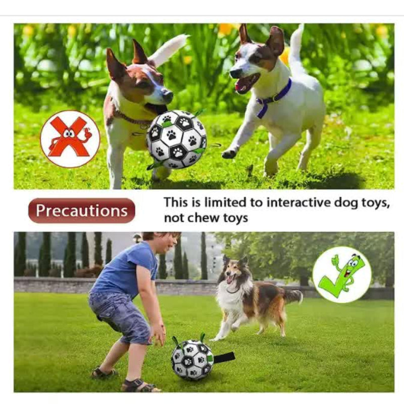 19 X 19Cm Interactive Dog Toy Soccer Ball With Rope Outdoor Fetch And Tug Play For Dogs Training Exercise Pet