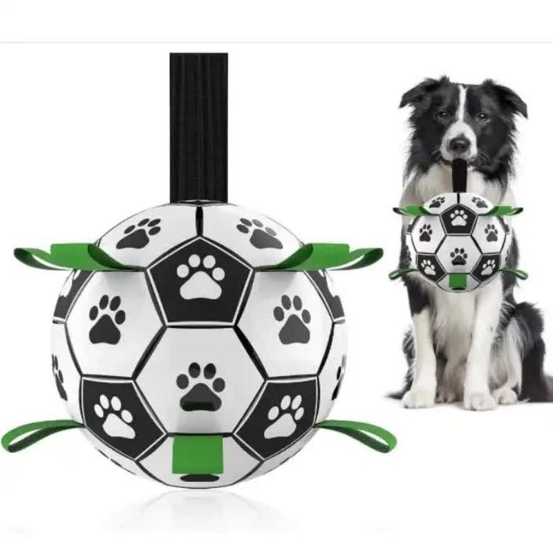 19 X 19Cm Interactive Dog Toy Soccer Ball With Rope Outdoor Fetch And Tug Play For Dogs Training Exercise Pet