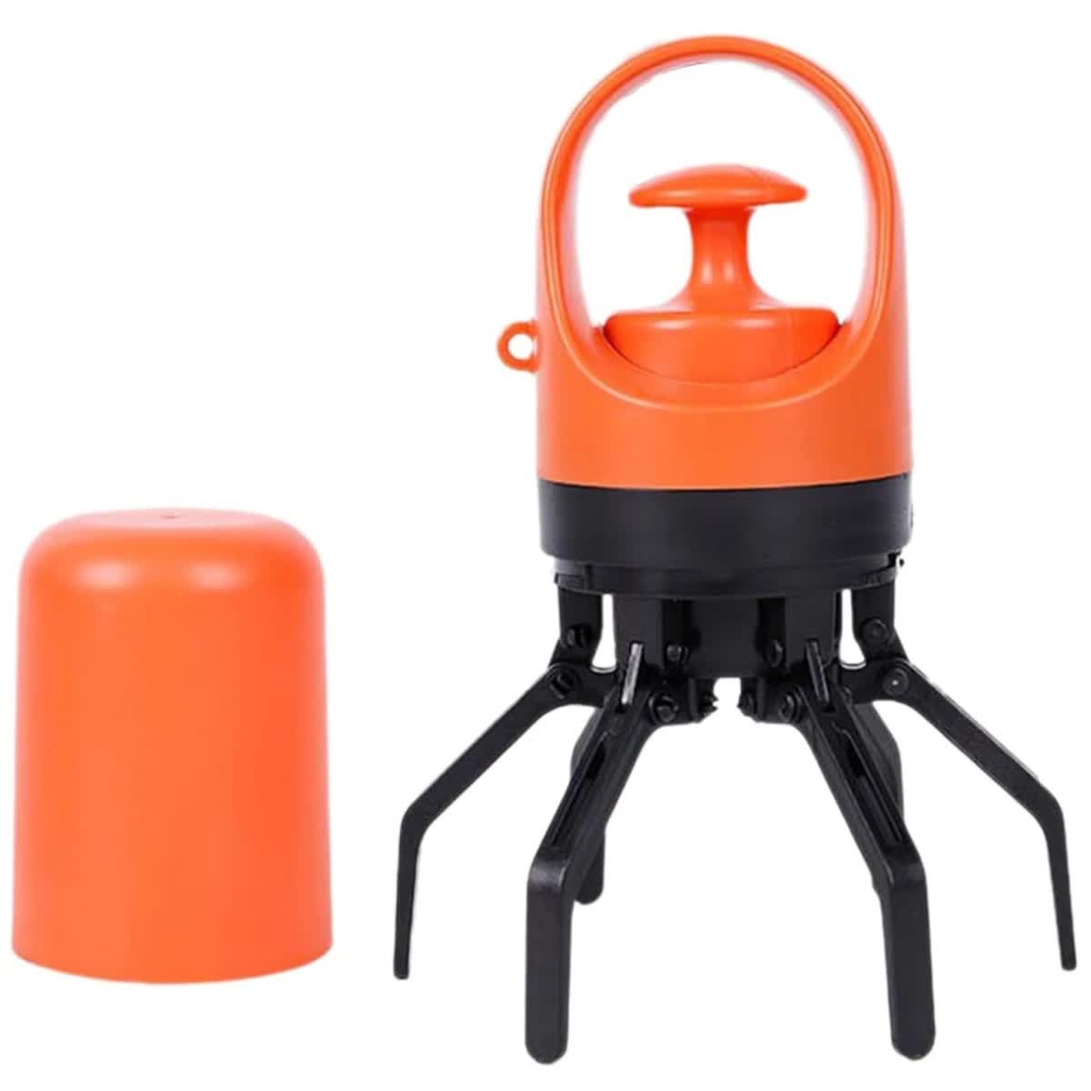 Orange Portable Dog Poop Scooper Outdoor Pet Waste Picker Six Claw Tool For Easy Clean Up Travel Friendly