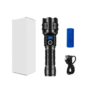 Carton Box Led Self Defense Flashlight Powerful Rechargeable Type Torch With Digital Display For Home & Outdoor Use