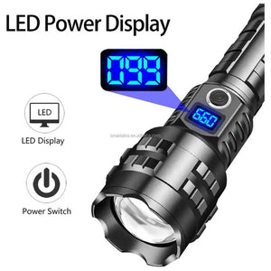 Carton Box Led Self Defense Flashlight Powerful Rechargeable Type Torch With Digital Display For Home & Outdoor Use