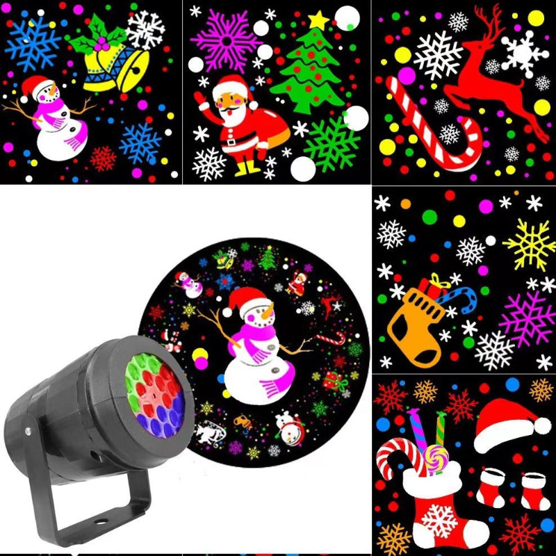 Led Snowflake Projector Light 7 Color Rotating Christmas & Holiday Decoration Laser Stage 16 Patterns For Festive