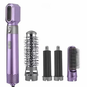 Purple 5 In 1 Hot Air Blow Dryer Brush Automatic Curling Iron Straightener & Volumizing Multi Function Hair Styling Tool