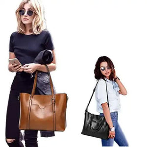 Brown Fashionable Soft Leather Women's Handbag Large Capacity Shoulder Crossbody Tote Casual Bucket Bag