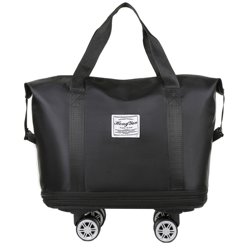 Black Large Capacity Travel Bag With Expandable Design Waterproof & Wet Dry Separation 360A Spinner Wheels Ideal For Stu