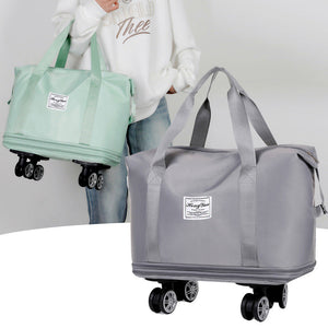 Grey Large Capacity Travel Bag With Expandable Design Waterproof & Wet Dry Separation 360A Spinner Wheels Ideal For Stud