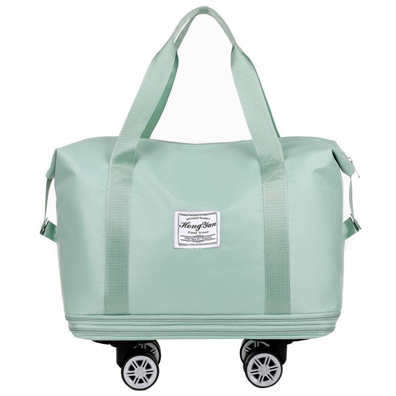 Light Green Large Capacity Travel Bag With Expandable Design Waterproof & Wet Dry Separation 360A Spinner Wheels Ideal F