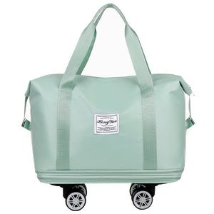 Light Green Large Capacity Travel Bag With Expandable Design Waterproof & Wet Dry Separation 360A Spinner Wheels Ideal F