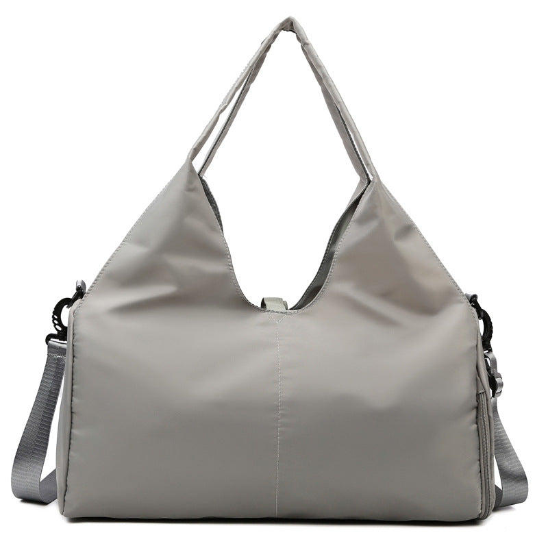 Grey Oxford Fabric Women's Shoulder Bag Large Capacity Yoga & Gym With Separate Shoe Compartment Stylish Functional Spor