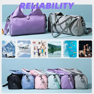 Grey Oxford Fabric Women's Shoulder Bag Large Capacity Yoga & Gym With Separate Shoe Compartment Stylish Functional Spor