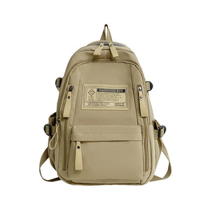 Khaki Stylish And Simple Backpack For High School College Students Trendy Womenas Casual Travel Daily Use