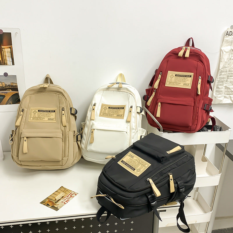 Khaki Stylish And Simple Backpack For High School College Students Trendy Womenas Casual Travel Daily Use