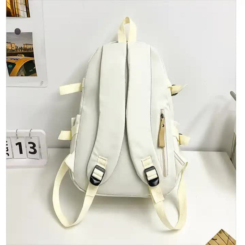 Khaki Stylish And Simple Backpack For High School College Students Trendy Womenas Casual Travel Daily Use