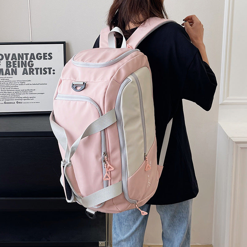 Pink Large Capacity Travel Backpack Multi Function Carry On Bag For Clothes Luggage Storage And Business Trips