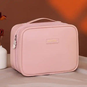 Pink 5 In 1 Multi Function Pu Makeup Organizer A Large Capacity Cosmetic Storage Bag With Dividers Portable And Premium