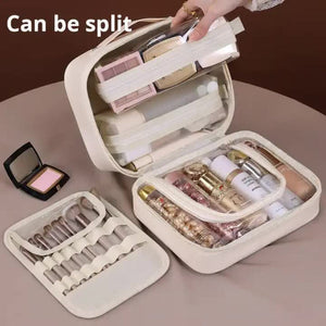 Pink 5 In 1 Multi Function Pu Makeup Organizer A Large Capacity Cosmetic Storage Bag With Dividers Portable And Premium