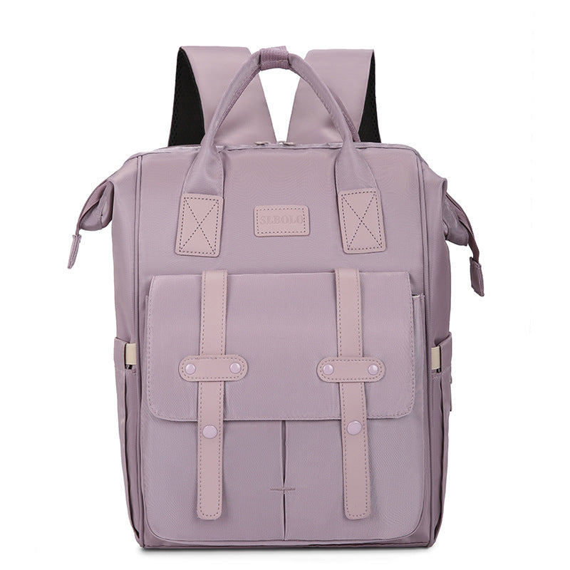 Purple Fashionable Multi Function Mommy Bag Large Capacity Diaper Tote And Backpack For Moms Ideal Travel Everyday Use