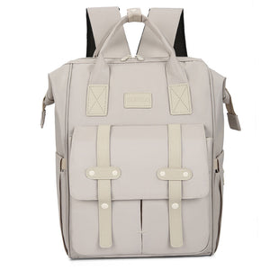 White Fashionable Multi Function Mommy Bag Large Capacity Diaper Tote And Backpack For Moms Ideal Travel Everyday Use