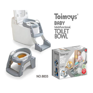 Grey Children's Toilet Trainer Seat A Foldable Potty Ladder With Color Box Easy Use For Kids