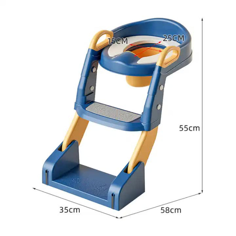 Grey Children's Toilet Trainer Seat A Foldable Potty Ladder With Color Box Easy Use For Kids