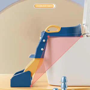 Grey Children's Toilet Trainer Seat A Foldable Potty Ladder With Color Box Easy Use For Kids