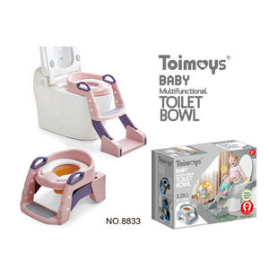 Pink Children's Toilet Trainer Seat Foldable Potty Ladder With Color Box Easy Use For Kids