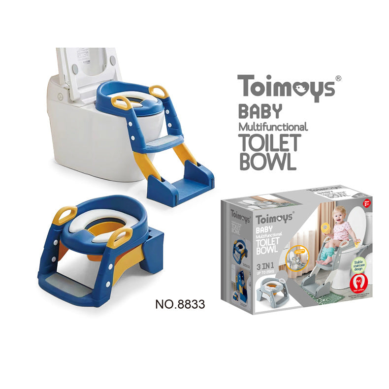 Blue Children's Toilet Trainer Seat Foldable Potty Ladder With Color Box Easy Use For Kids