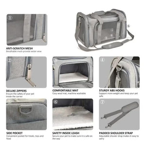 S Grey Portable Foldable Pet Carrier Bag Large Capacity Travel For 2 Small Pets Comfortable And Stylish Cat Backpack & E