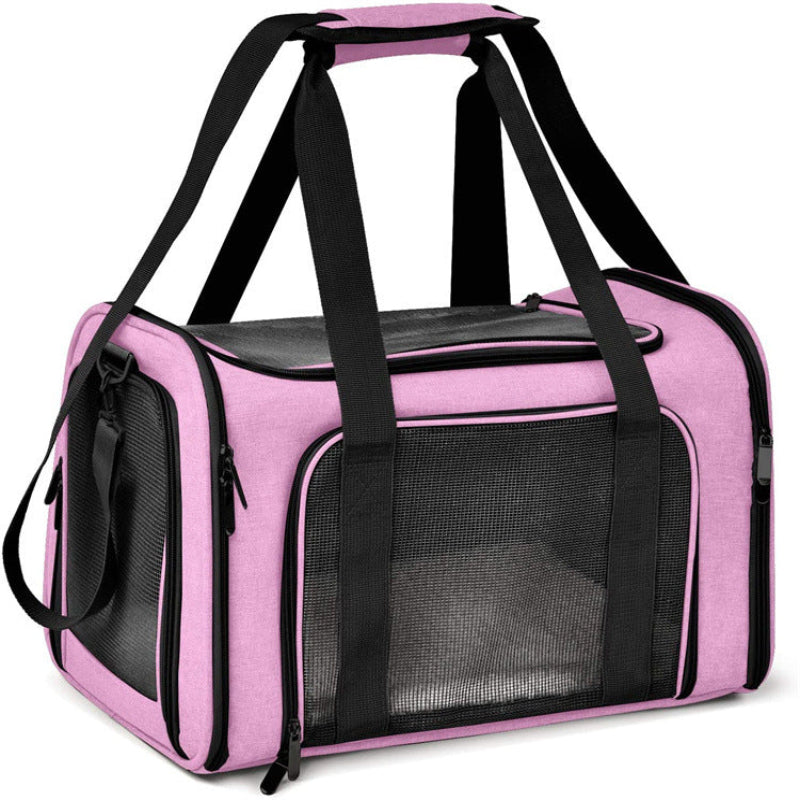 S Pink Portable Foldable Pet Carrier Bag Large Capacity Travel For 2 Small Pets Comfortable And Stylish Cat Backpack Eas