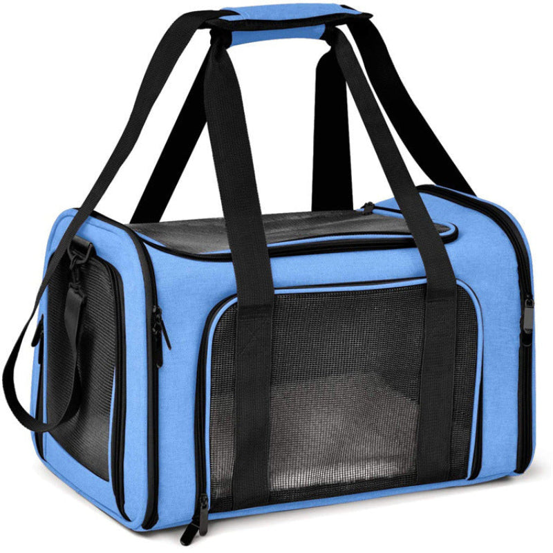 L Blue Portable Foldable Pet Carrier Bag Large Capacity Travel For 2 Small Pets Comfortable And Stylish Cat Backpack & E