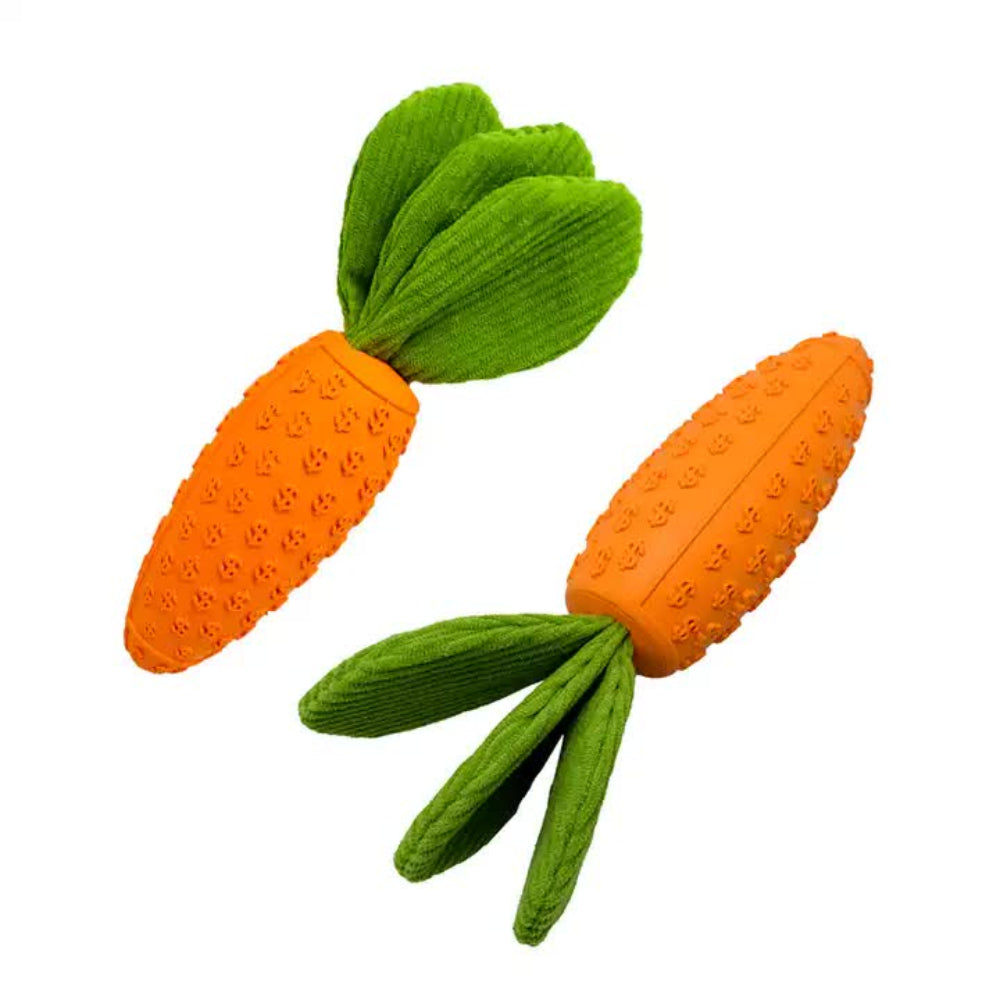 2 Pcs Durable Rubber Carrot Dog Toy Squeaky Chew For Large Dogs Puppy Teething And Dental Care Interactive Play Bored Pe