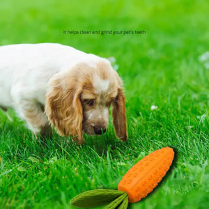 2 Pcs Durable Rubber Carrot Dog Toy Squeaky Chew For Large Dogs Puppy Teething And Dental Care Interactive Play Bored Pe