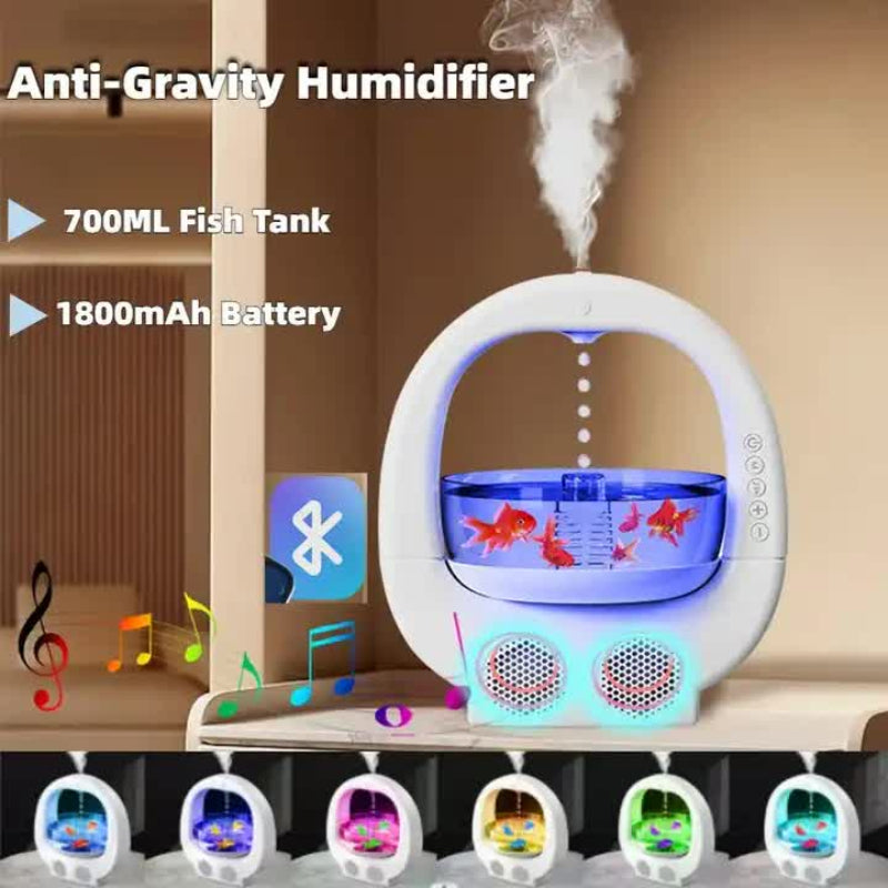 Black 3 In 1 Anti Gravity Humidifier Multifunctional Aromatherapy Machine Bluetooth Compatible Speaker Fish Tank Ambient