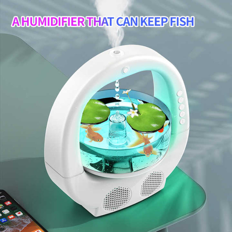 Black 3 In 1 Anti Gravity Humidifier Multifunctional Aromatherapy Machine Bluetooth Compatible Speaker Fish Tank Ambient