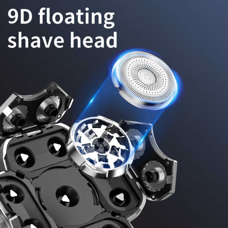 New Digital Display 9 Blade Electric Shaver 6 In 1 Rechargeable Head & Grooming Kit For Smooth Shaving And Haircutting