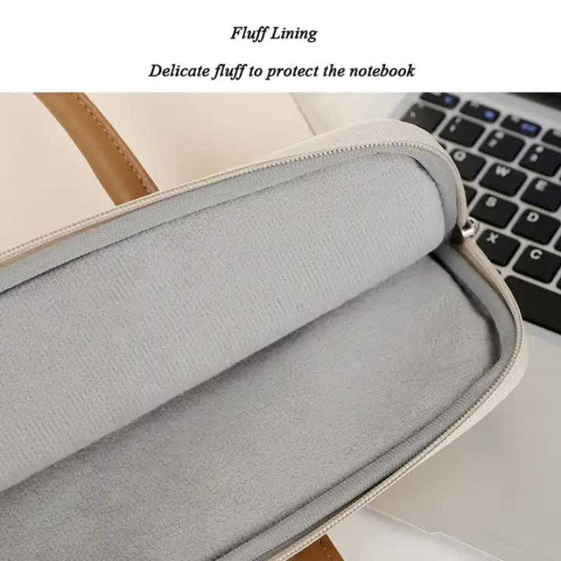 Beige Simple & Stylish Laptop Bag Elegant Notebook Carrier For Students Professionals And Gift Purposes