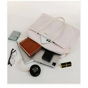 White Women's Work Tote Bag New Fashionable Laptop Large Capacity Business Briefcase Commute & Office