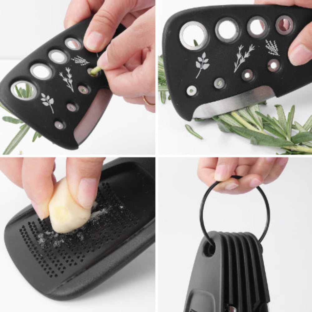 Stackable Kitchen Tool Set Multi Function Grater Herb Cutter Garlic Press Can Opener Cheese Pizza & Spice