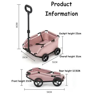 Pink Compact Foldable Pet Stroller For Dogs And Cats Lightweight Travel Pushchair Small Pets Teddy Portable Collapsible