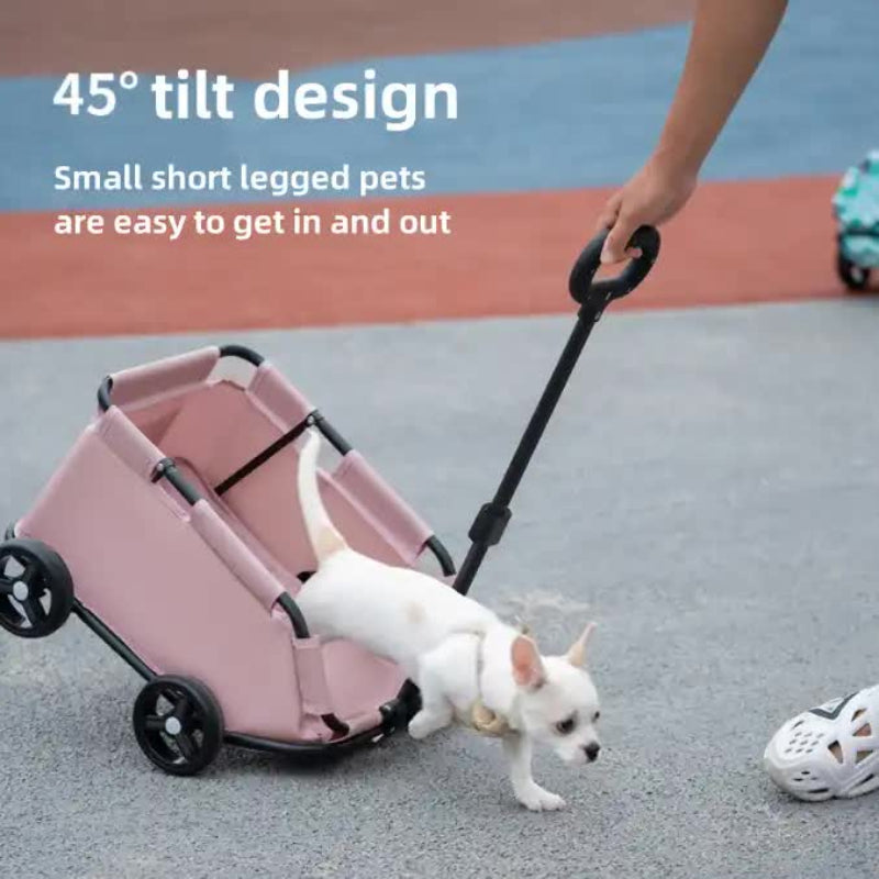 Grey Compact Foldable Pet Stroller For Dogs And Cats Lightweight Travel Pushchair Small Pets Teddy Portable Collapsible