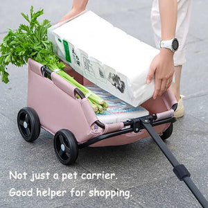 Grey Compact Foldable Pet Stroller For Dogs And Cats Lightweight Travel Pushchair Small Pets Teddy Portable Collapsible