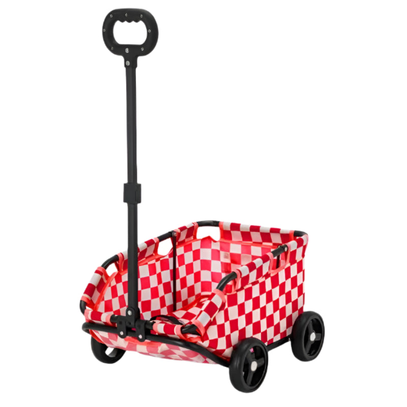 Red Lattice Compact Foldable Pet Stroller For Dogs And Cats Lightweight Travel Pushchair Small Pets Teddy Portable Colla