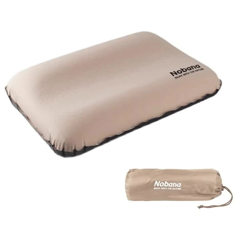 Elosung Khaki Automatic Inflatable 3D Outdoor Sponge Pillow Portable Camping Travel Neck Cushion Comfortable Air Mattres